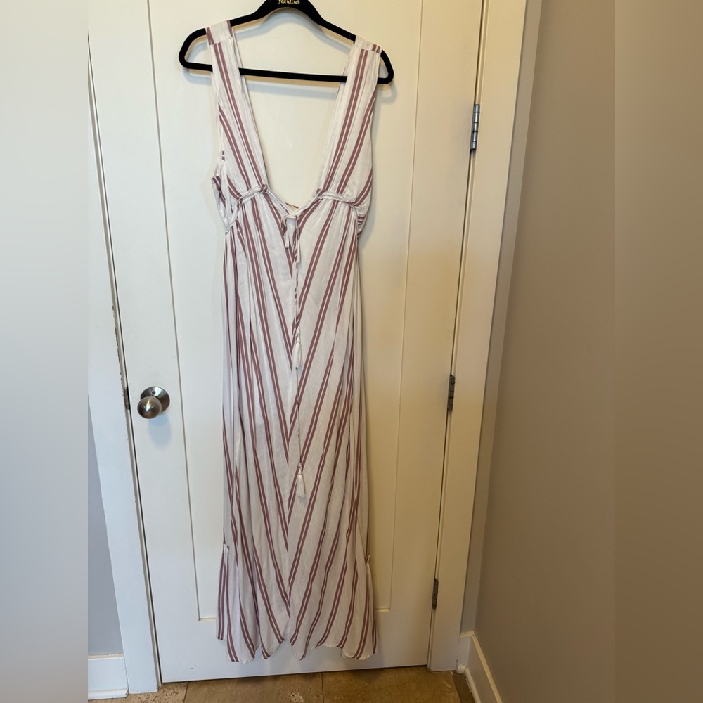 HOMMAGE RED Striped Maxi Dress SZ L $179
